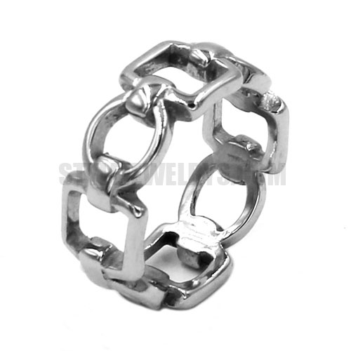 Square oval rope Chain band Ring Stainless Steel Jewelry Biker Band Ring SWR0761 - Click Image to Close